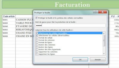 Protection des cellules d'une feuille Excel